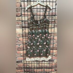 Xhilaration brown and pink floral dress women’s size medium